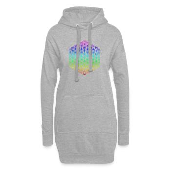 Blume des Lebens - 5. Dimension - Mandala - Hoodie-Kleid - Grau meliert - Vorne