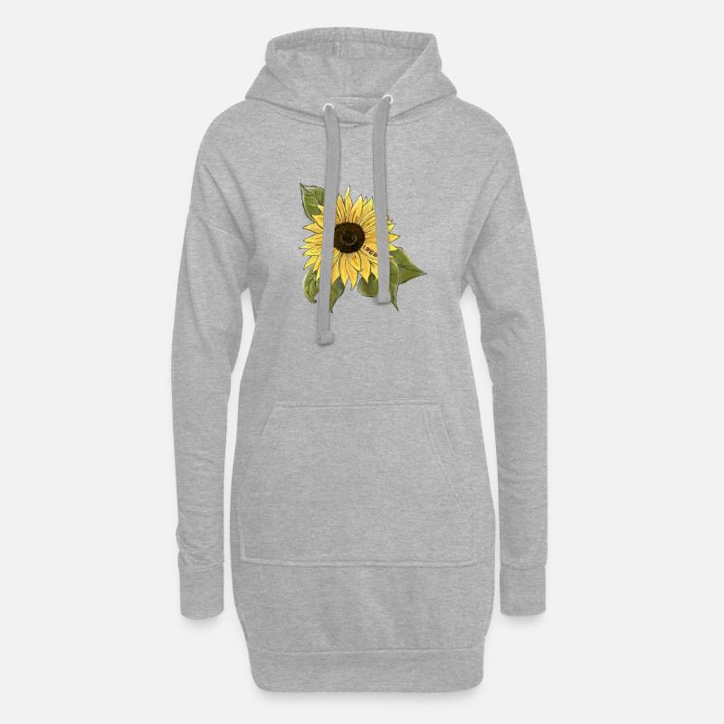 Sonnenblume 🌻 - Hoodie-Kleid - Grau meliert