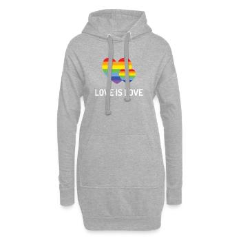 Mois de la fierté LGBT - Love is Love - Sweat-shirt à capuche long Femme - gris chiné - Devant