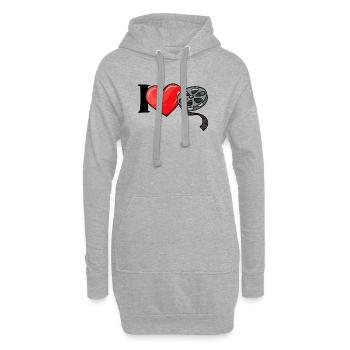 J’aime les films Déclaration de cœur Cinéma Films Cineaste - Sweat-shirt à capuche long Femme - gris chiné - Devant