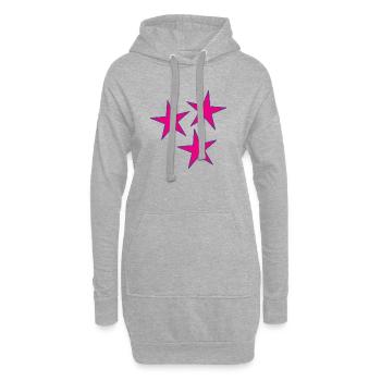 ETOILE. ETOILES. STAR. FÊTE. ANNIVERSAIRE. NOËL - Sweat-shirt à capuche long Femme - gris chiné - Devant