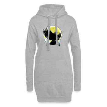 Adler vor Vollmond - Hoodie-Kleid - Grau meliert - Vorne