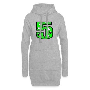 5. Kindergeburtstag - Kinder Fussball - Zahl FÜNF - Hoodie-Kleid - Grau meliert - Vorne