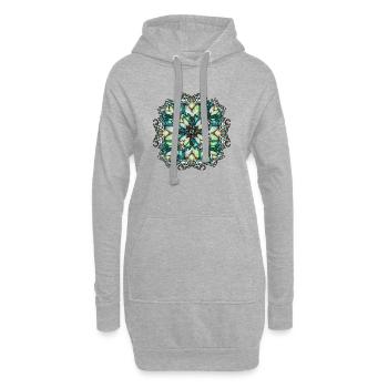 Rosace Art Nouveau en verre transparent - Sweat-shirt à capuche long Femme - gris chiné - Devant