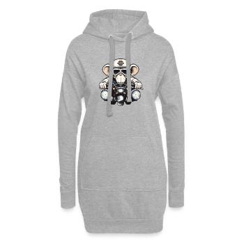 Affe auf Motorrad - Hoodie-Kleid - Grau meliert - Vorne