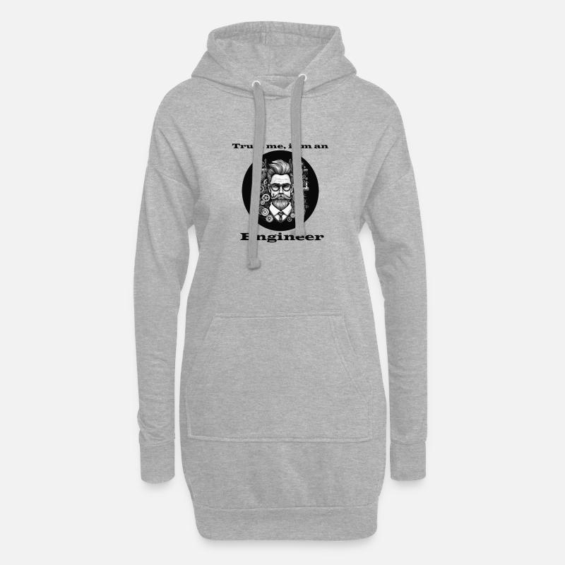 Trust me Engineer - Hoodie-Kleid - Grau meliert