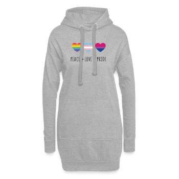 Pride Month LGBT - Peace, Love, Pride - Hoodie Dress - heather grey - Front
