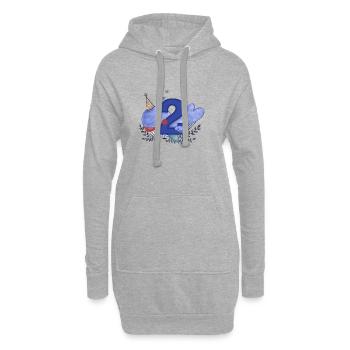 Zweiter Geburtstag Happy Birthday Kleiner Wal - Hoodie-Kleid - Grau meliert - Vorne