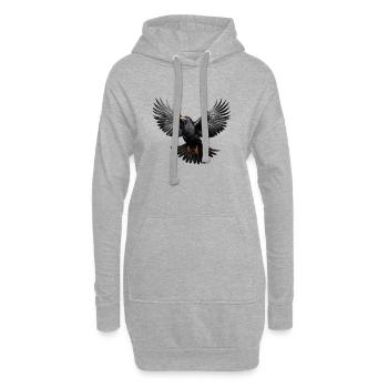 Alpendohle im Flug – Alpen Vogelmotiv - Hoodie-Kleid - Grau meliert - Vorne
