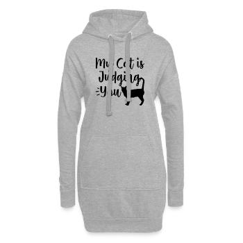 Drôle de chat - Sweat-shirt à capuche long Femme - gris chiné - Devant