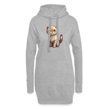 Chaton Scottish Fold de mauvaise humeur - Sweat-shirt à capuche long Femme - gris chiné - Devant