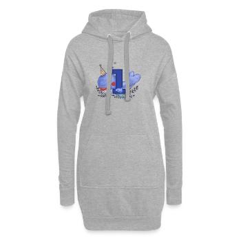 Erster Geburtstag Happy Birthday Kleiner Wal - Hoodie-Kleid - Grau meliert - Vorne
