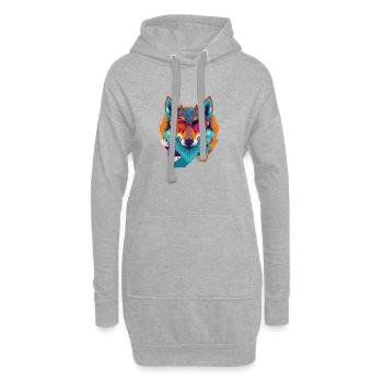 Révolte rétro des loups - Sweat-shirt à capuche long Femme - gris chiné - Devant