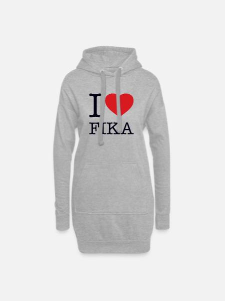 I LOVE FIKA Schweden Sweden Sverige - Hoodie-Kleid - Grau meliert