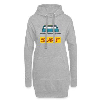 SURF. POISSON. PLAGE. MER. OCEAN. HUMOUR. VACANCES - Sweat-shirt à capuche long Femme - gris chiné - Devant