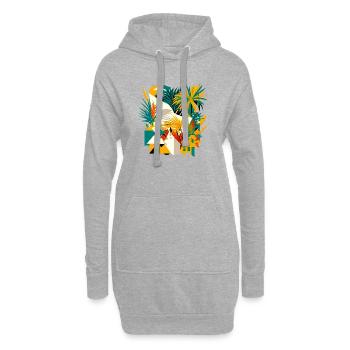 Palmen und Blumen aus kubischer Sicht - Hoodie-Kleid - Grau meliert - Vorne