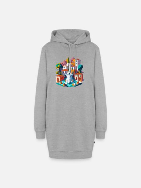 Andalusischer Dorfplatz - Hoodie-Kleid - Grau meliert