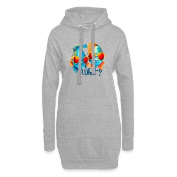 Poissons colorés avec des lunettes de soleil - Sweat-shirt à capuche long Femme - gris chiné - Devant