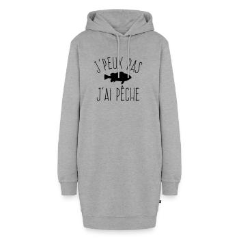 J'peux pas j'ai Pêche - Humour Pêcheur - Sweat-shirt à capuche long Femme - gris chiné - Devant
