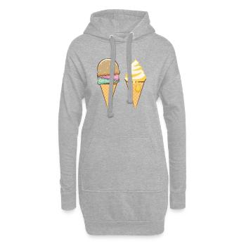Rainbow Scoops & Gold Drizzle Cone Duo - Hoodie Dress - heather grey - Front