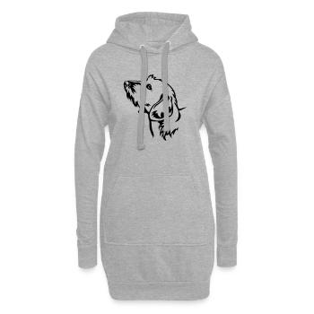 Dackel Kopf - Hoodie-Kleid - Grau meliert - Vorne