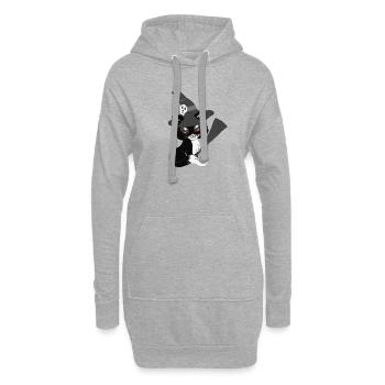 Kätzchen, hexen Design, Mädchen - Hoodie-Kleid - Grau meliert - Vorne