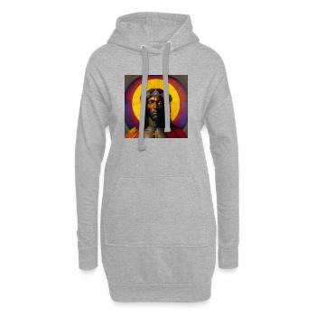 Jésus noir 01 - Sweat-shirt à capuche long Femme - gris chiné - Devant