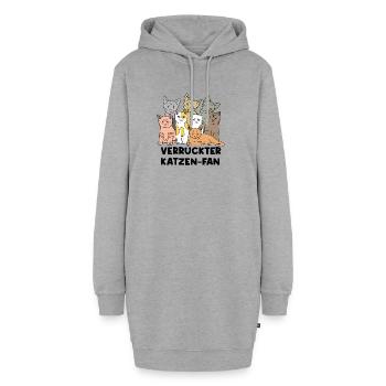 Katze Statement Lieblingstier Haustiere Heimtier - Hoodie-Kleid - Grau meliert - Vorne