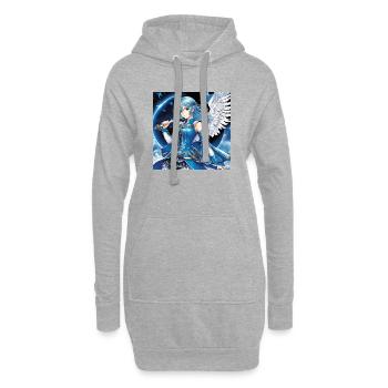 Blauer Engelsritter mit Schwert - Hoodie-Kleid - Grau meliert - Vorne