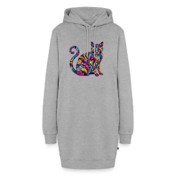 Chat - Sweat-shirt à capuche long Femme - gris chiné - Devant