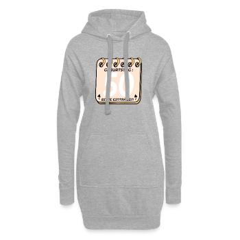 50. Geburtstag Dekoration - GÄSTEBUCH LISTE NAME - Hoodie-Kleid - Grau meliert - Vorne