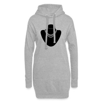 Juwelier-Halsständer mit Halskette Perlen - Hoodie-Kleid - Grau meliert - Vorne