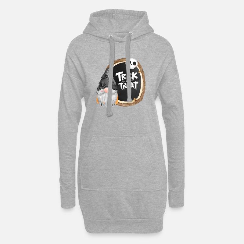 Halloween, Süßes oder Saures, Gnom - Hoodie-Kleid - Grau meliert
