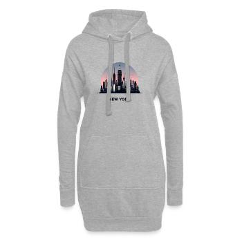 New York - Sweat-shirt à capuche long Femme - gris chiné - Devant