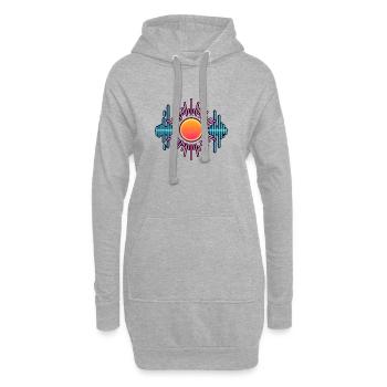Ondes sonores de soleil au néon - Sweat-shirt à capuche long Femme - gris chiné - Devant