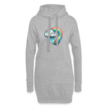Regenbogen Wolke - Hoodie-Kleid - Grau meliert - Vorne
