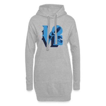 LOVE Cyan (Color change possible) - Hoodie Dress - heather grey - Front