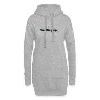 Schmetterling mit Blütenlaub - Hoodie-Kleid - Grau meliert - Vorne