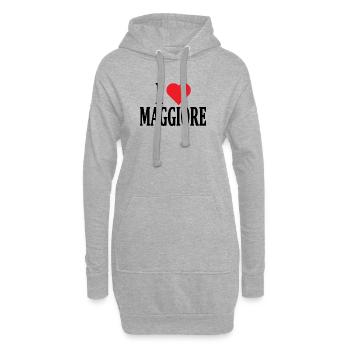 Ich liebe große T-Shirt-Geschenkidee - Hoodie-Kleid - Grau meliert - Vorne