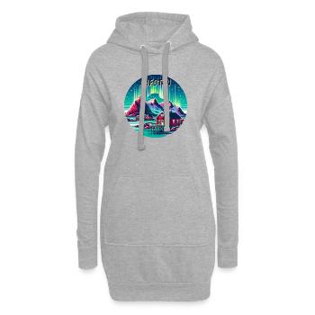 Lofoten Norwegen Nordlichter - Hoodie-Kleid - Grau meliert - Vorne
