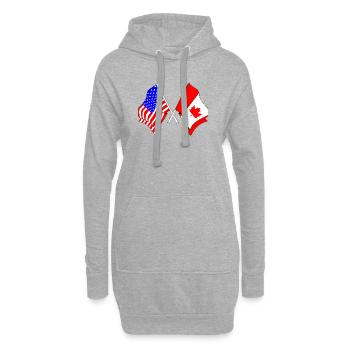 Flagge USA und Flagge Kanada - Hoodie-Kleid - Grau meliert - Vorne
