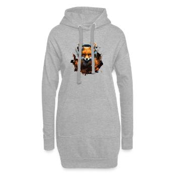 Fuchs mit Kopfhörer Splatterkunst - Hoodie-Kleid - Grau meliert - Vorne