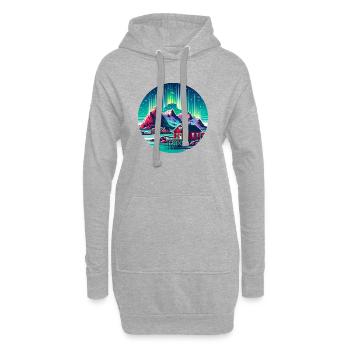 Lofoten Norwegen Nordlichter - Hoodie-Kleid - Grau meliert - Vorne