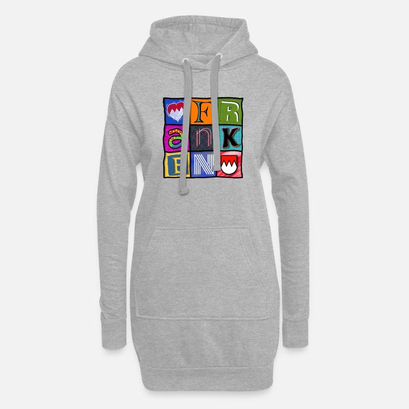 Franken - Pop-Art - cool - Hoodie-Kleid - Grau meliert