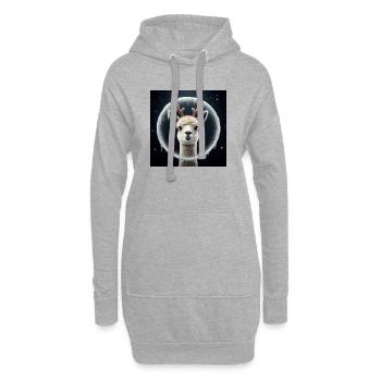 Alpaka Rentier schaut durch vereistes Fenster - Hoodie-Kleid - Grau meliert - Vorne