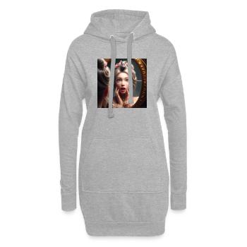 Prinzessin und ihr Spiegelbild mit Maus - Hoodie-Kleid - Grau meliert - Vorne