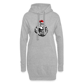 Père Noël Musclé | Débardeur Festif Gym - Sweat-shirt à capuche long Femme - gris chiné - Devant