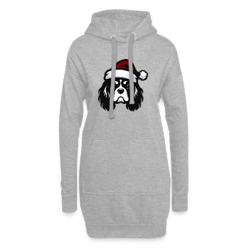 Cavalier King Weihnachtsmütze | Winter-Outfit - Hoodie-Kleid - Grau meliert - Vorne