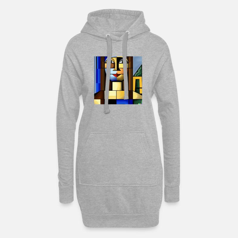 Mona Würfel - Hoodie-Kleid - Grau meliert