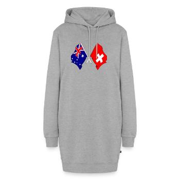 Flagge von Australien und Flagge Schweiz - Hoodie-Kleid - Grau meliert - Vorne